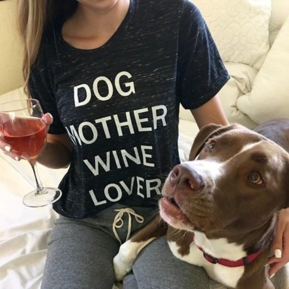Bella Canvas Tops - Bella Canvas Dog Mother Wine Lover Graphic Tee L
